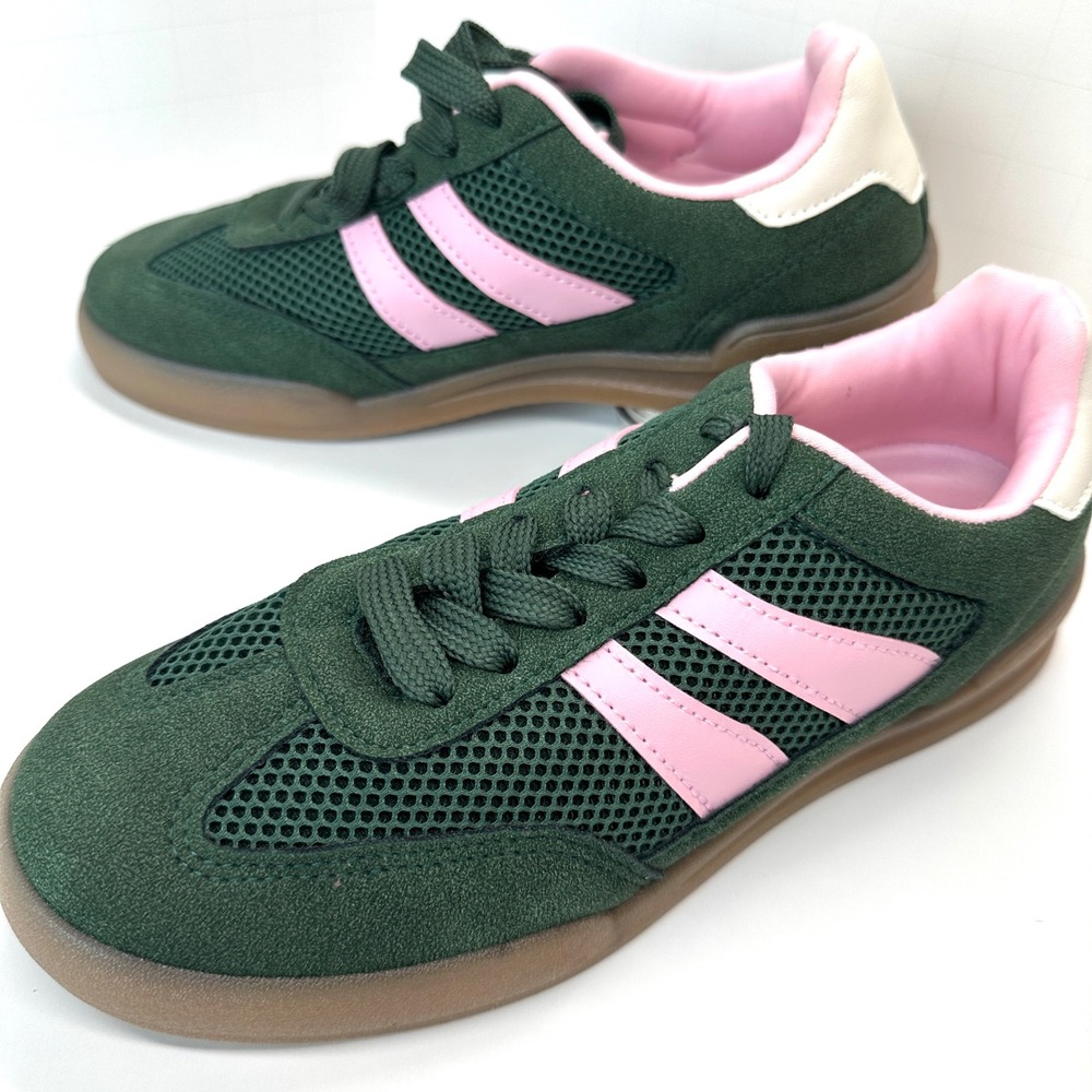 Jellypop Metro Suede Sneakers Retro Sneaker Women's 7.5 Green Pink NWOT New